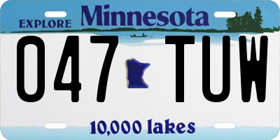 MN license plate 047TUW