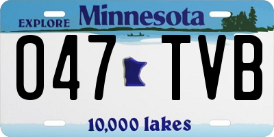 MN license plate 047TVB