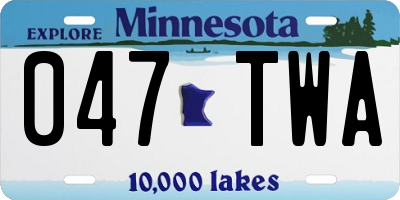 MN license plate 047TWA