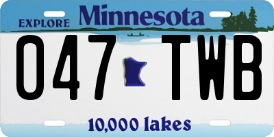 MN license plate 047TWB