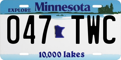 MN license plate 047TWC