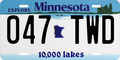 MN license plate 047TWD