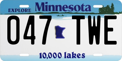 MN license plate 047TWE