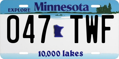 MN license plate 047TWF