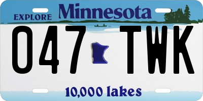 MN license plate 047TWK