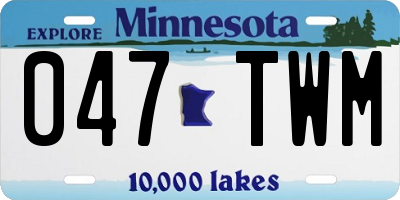 MN license plate 047TWM