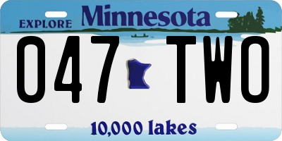 MN license plate 047TWO