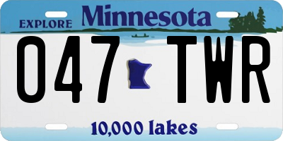 MN license plate 047TWR