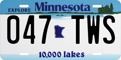 MN license plate 047TWS