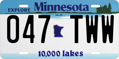 MN license plate 047TWW