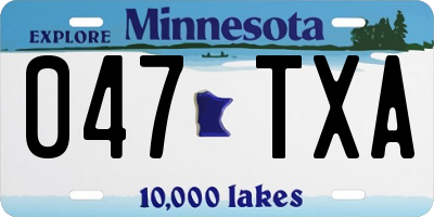 MN license plate 047TXA