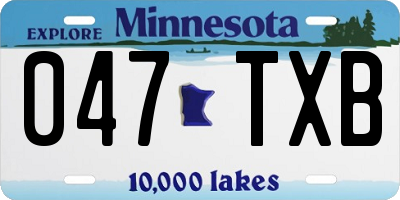 MN license plate 047TXB