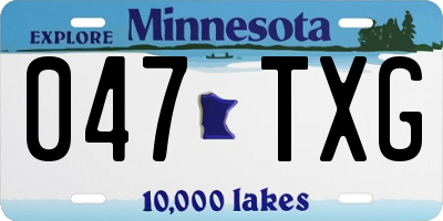 MN license plate 047TXG