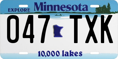 MN license plate 047TXK
