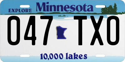 MN license plate 047TXO