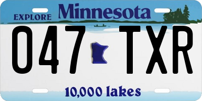 MN license plate 047TXR