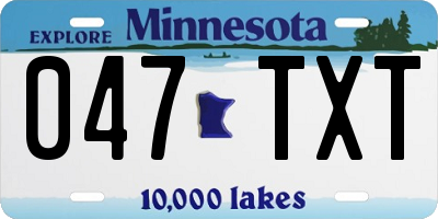 MN license plate 047TXT