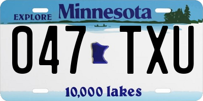 MN license plate 047TXU