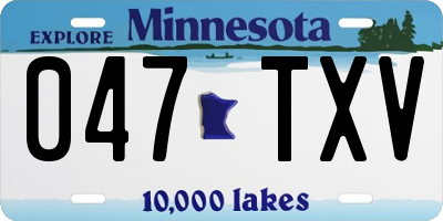 MN license plate 047TXV