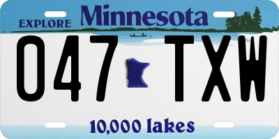 MN license plate 047TXW
