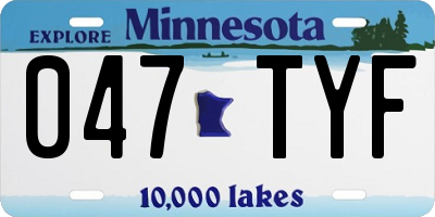 MN license plate 047TYF