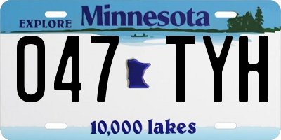 MN license plate 047TYH