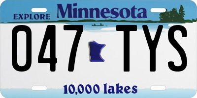 MN license plate 047TYS