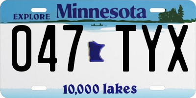 MN license plate 047TYX