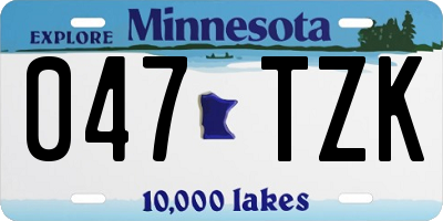 MN license plate 047TZK
