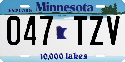 MN license plate 047TZV