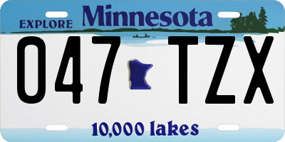 MN license plate 047TZX