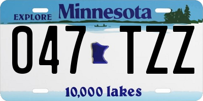MN license plate 047TZZ