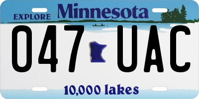 MN license plate 047UAC