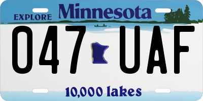 MN license plate 047UAF