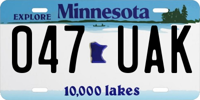 MN license plate 047UAK