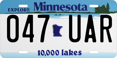 MN license plate 047UAR