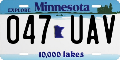 MN license plate 047UAV