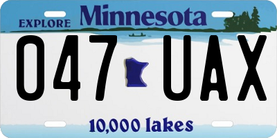MN license plate 047UAX