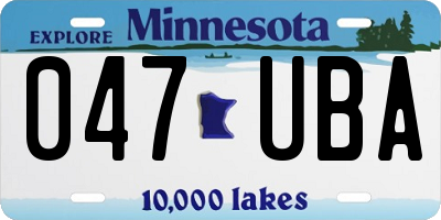 MN license plate 047UBA