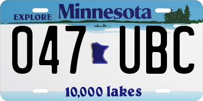 MN license plate 047UBC
