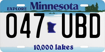 MN license plate 047UBD