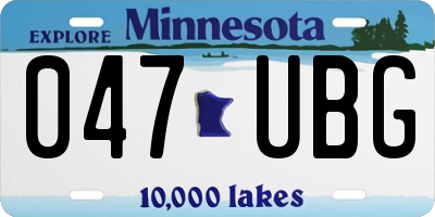 MN license plate 047UBG