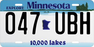 MN license plate 047UBH