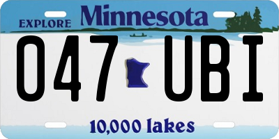 MN license plate 047UBI