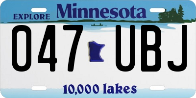 MN license plate 047UBJ