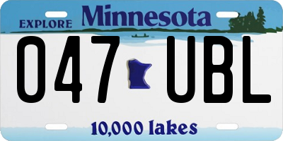 MN license plate 047UBL