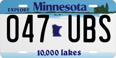 MN license plate 047UBS