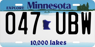 MN license plate 047UBW
