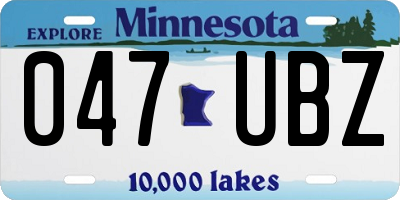 MN license plate 047UBZ