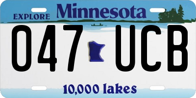 MN license plate 047UCB